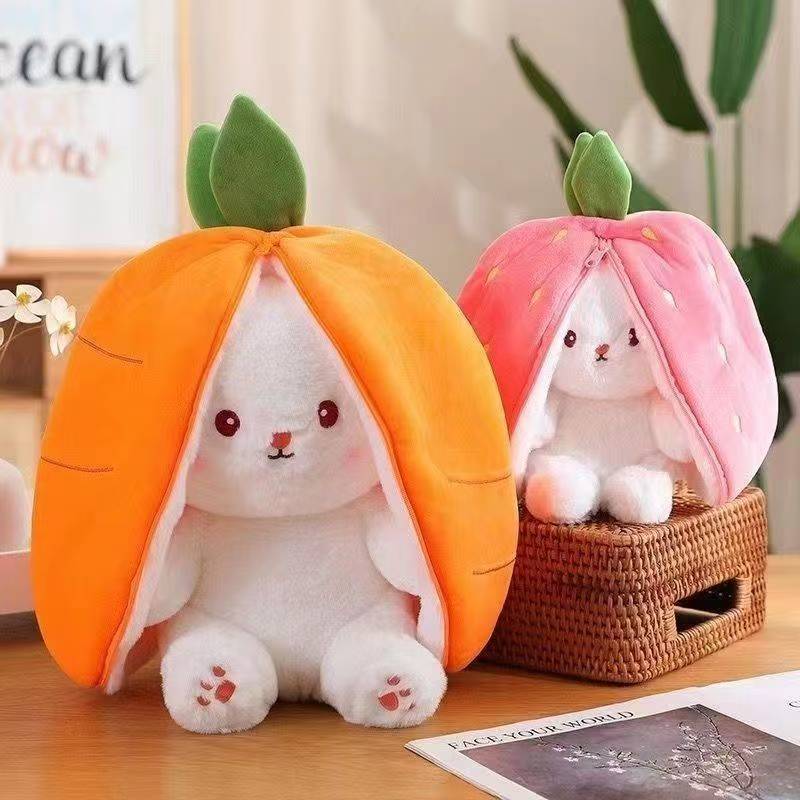 Carrot rabbit puppet, doll, plush doll, pillow