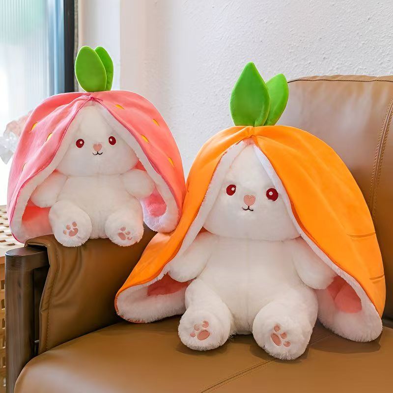 Carrot rabbit puppet, doll, plush doll, pillow