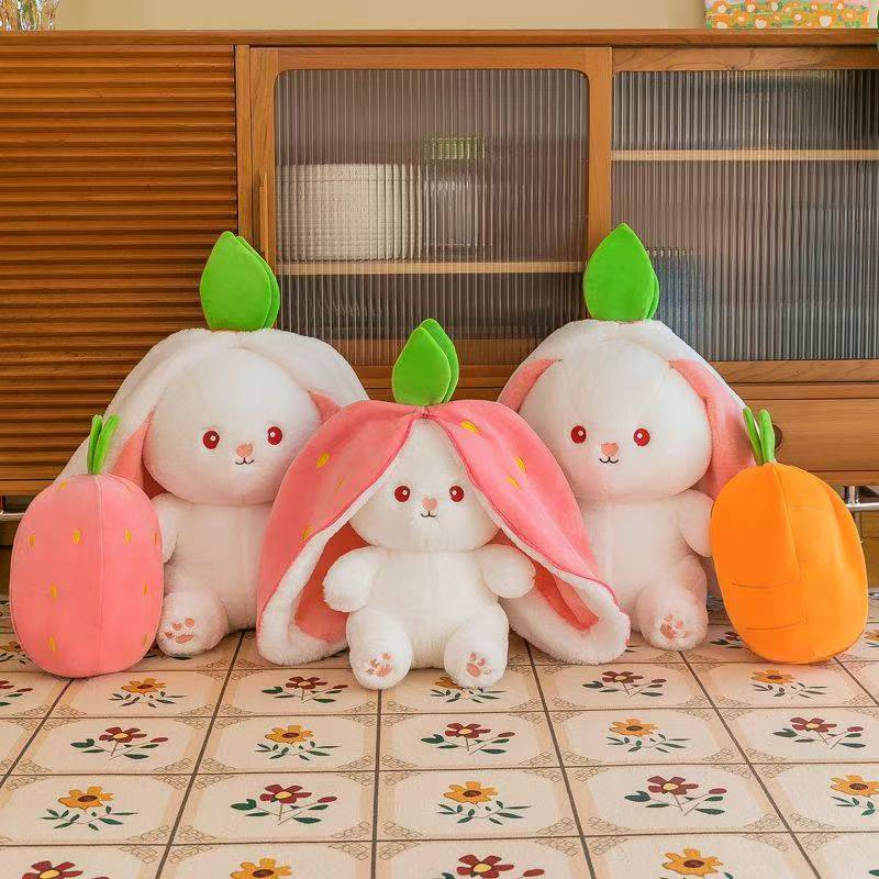 Carrot rabbit puppet, doll, plush doll, pillow