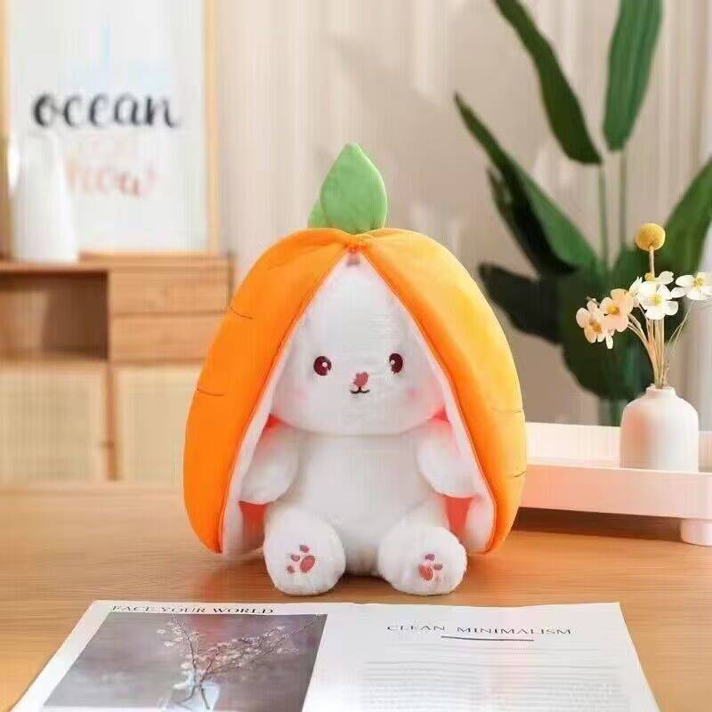 Carrot rabbit puppet, doll, plush doll, pillow