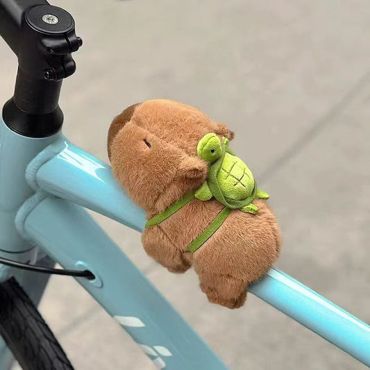 Capibala+turtle plush toy, capybara+turtle snap ring, doll, snap ring