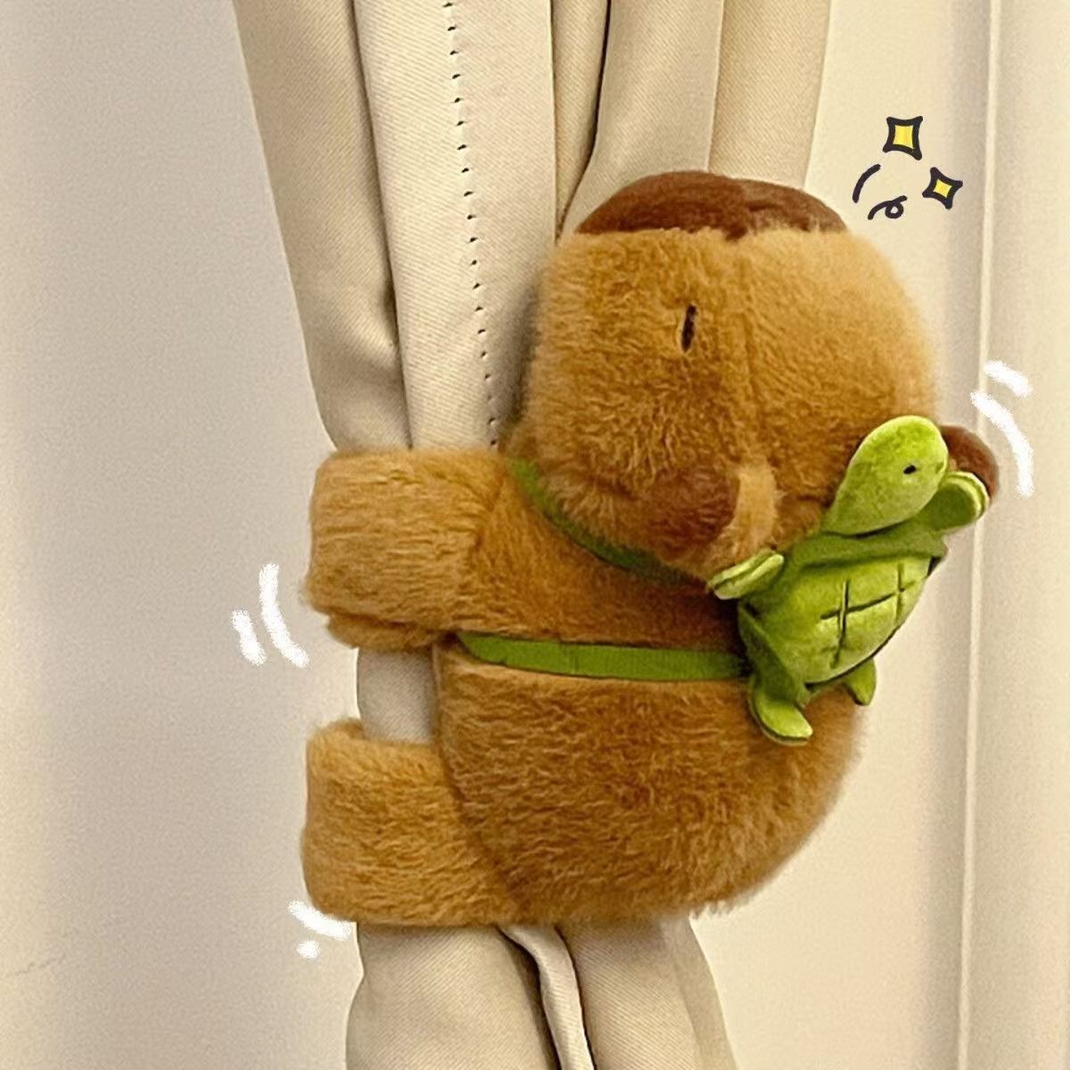Capibala+turtle plush toy, capybara+turtle snap ring, doll, snap ring
