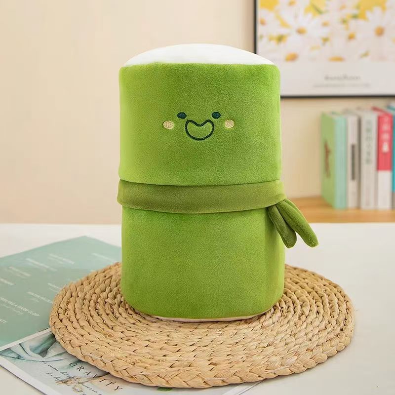 Bamboo panda plush toy, cute panda hugging bamboo doll